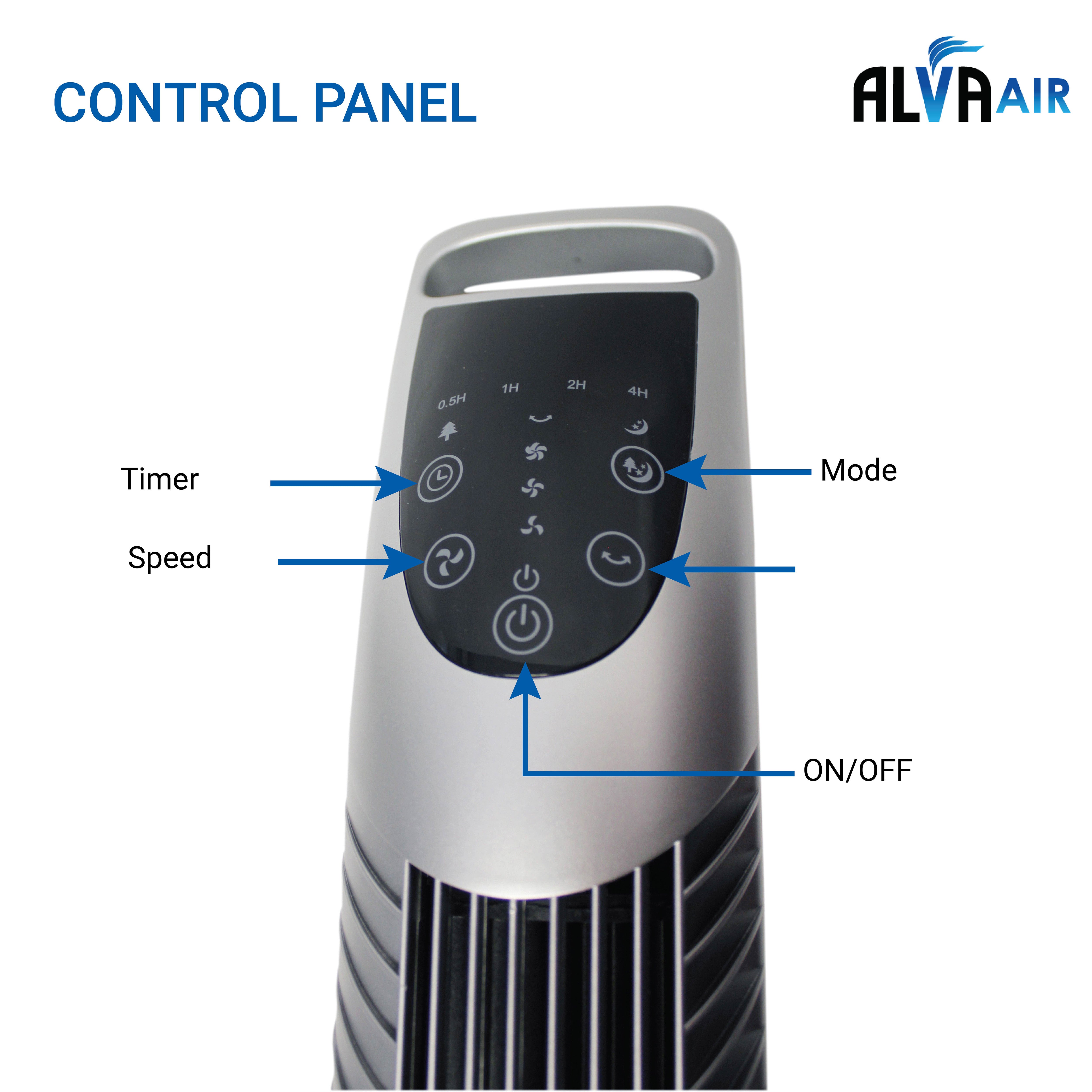92cm Plastic Tower Fan (Silver) With Remote