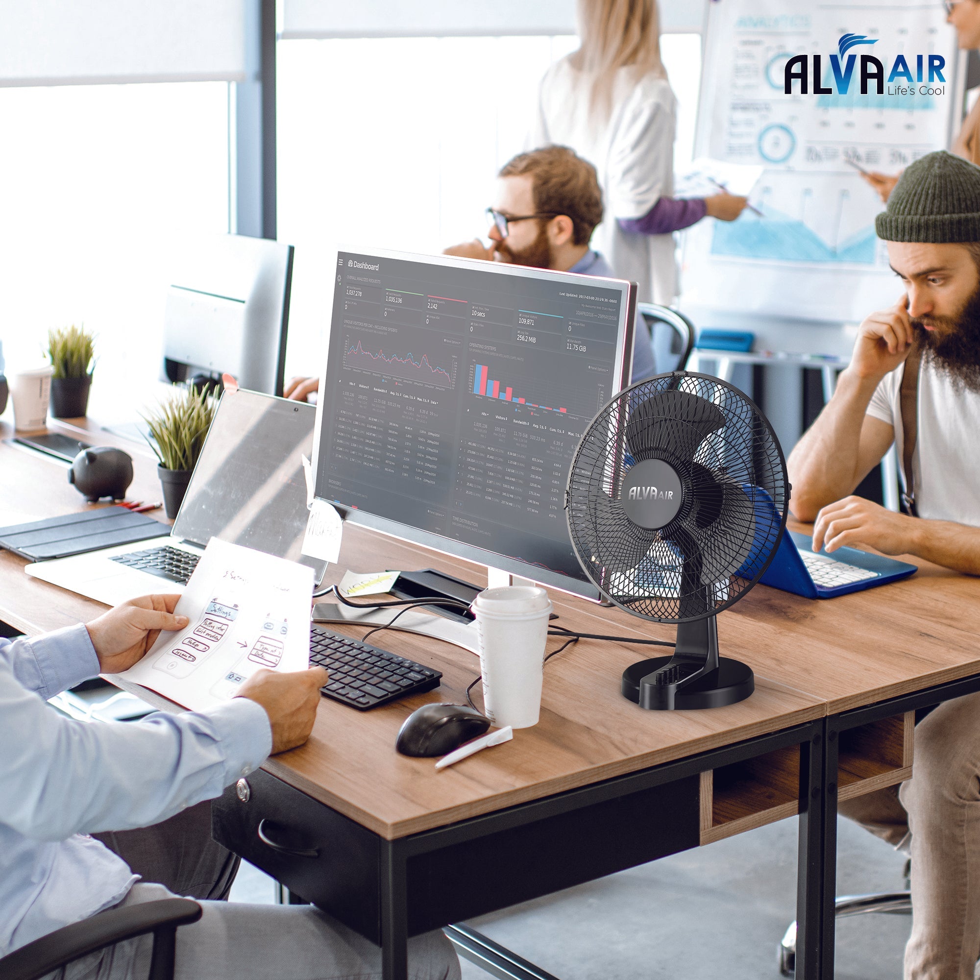 40cm Plastic Desk Fan (Black)