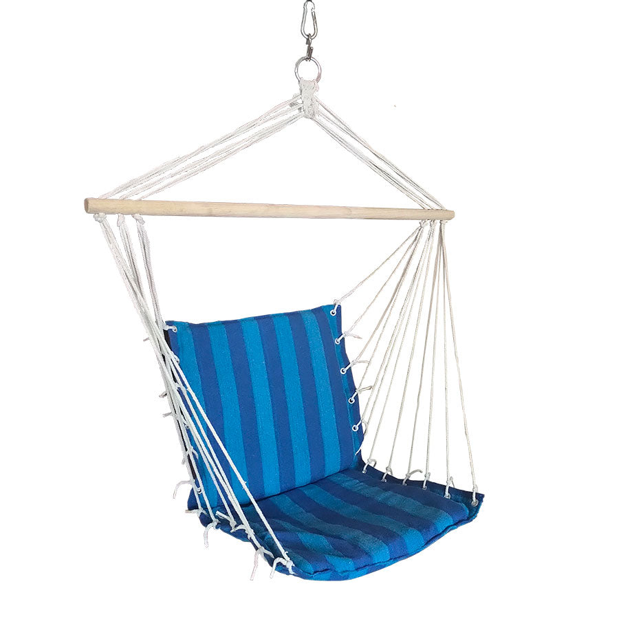 Hanging Hammock Chair With Blue Stripes