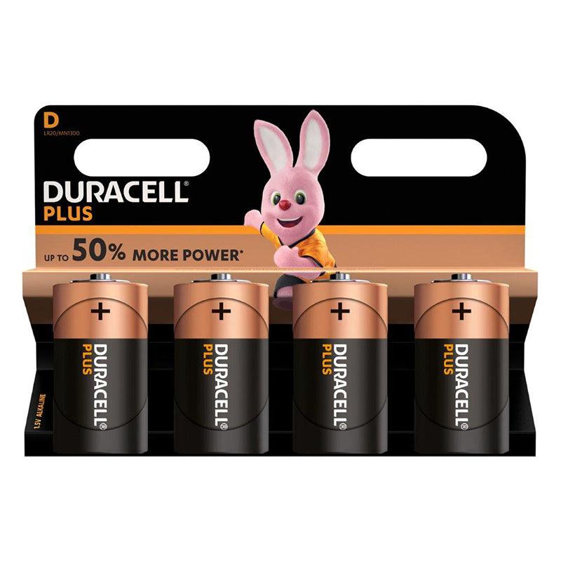 Duracell Battery Plus Alkaline D 4 Pack - Livestainable.co.za