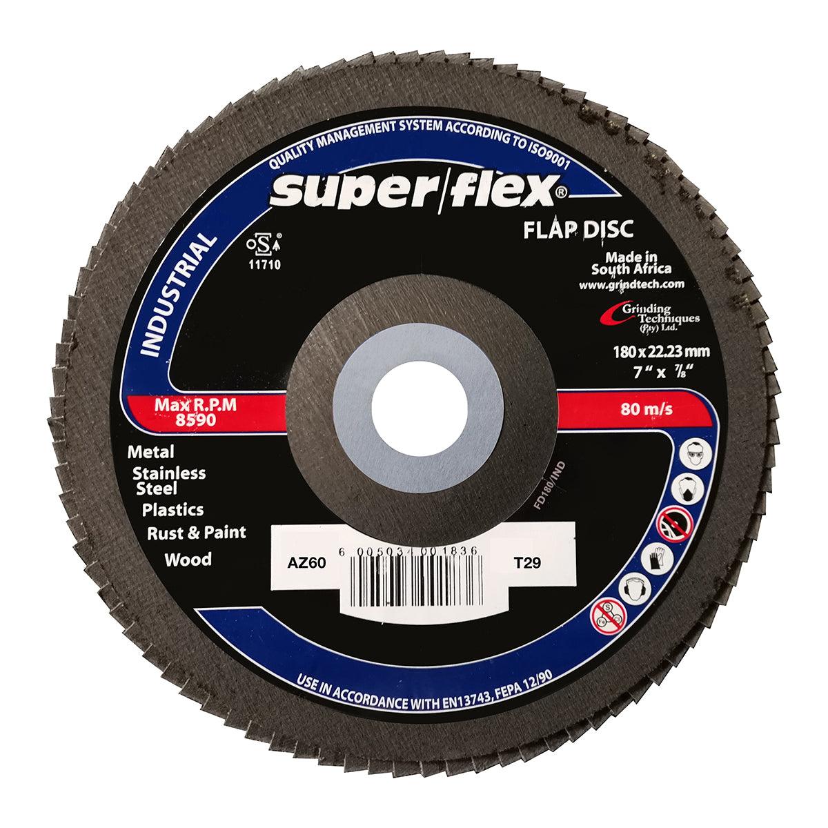 Superflex Flap Disc Industrial 180 Mm Az60 - Livestainable.co.za