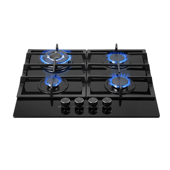 Totai 60Cm 4 Burner Gas On Glass Hob Black