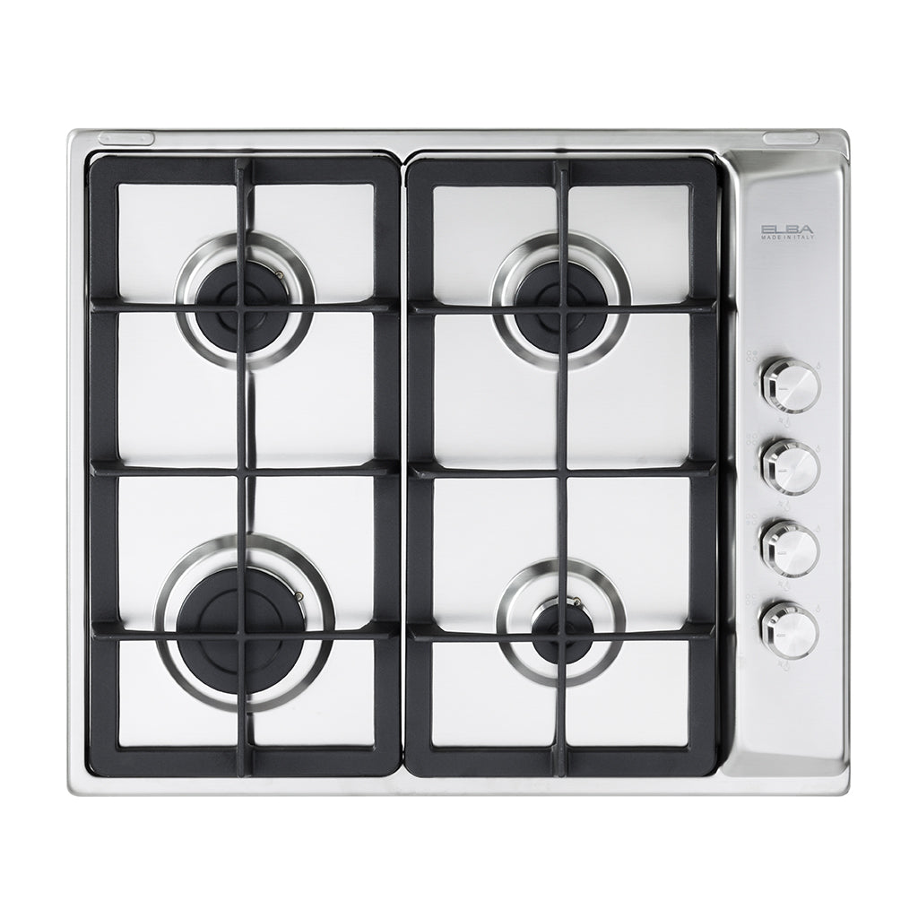 Elba Classic 60Cm 4 Burner Gas Hob With Side Controls- Stainless Steel
