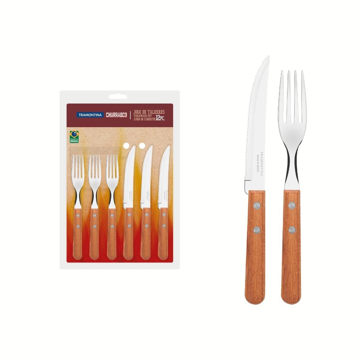 Tramontina Cutlery Braai Set Natur Wood 12 Pc Bp - Livestainable.co.za