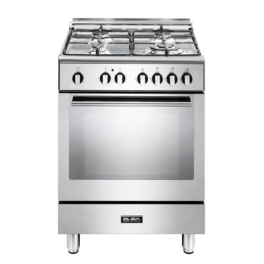 Elba Fusion 60Cm 4 Burner Gas Cooker With Electric Oven- Stainless Steel