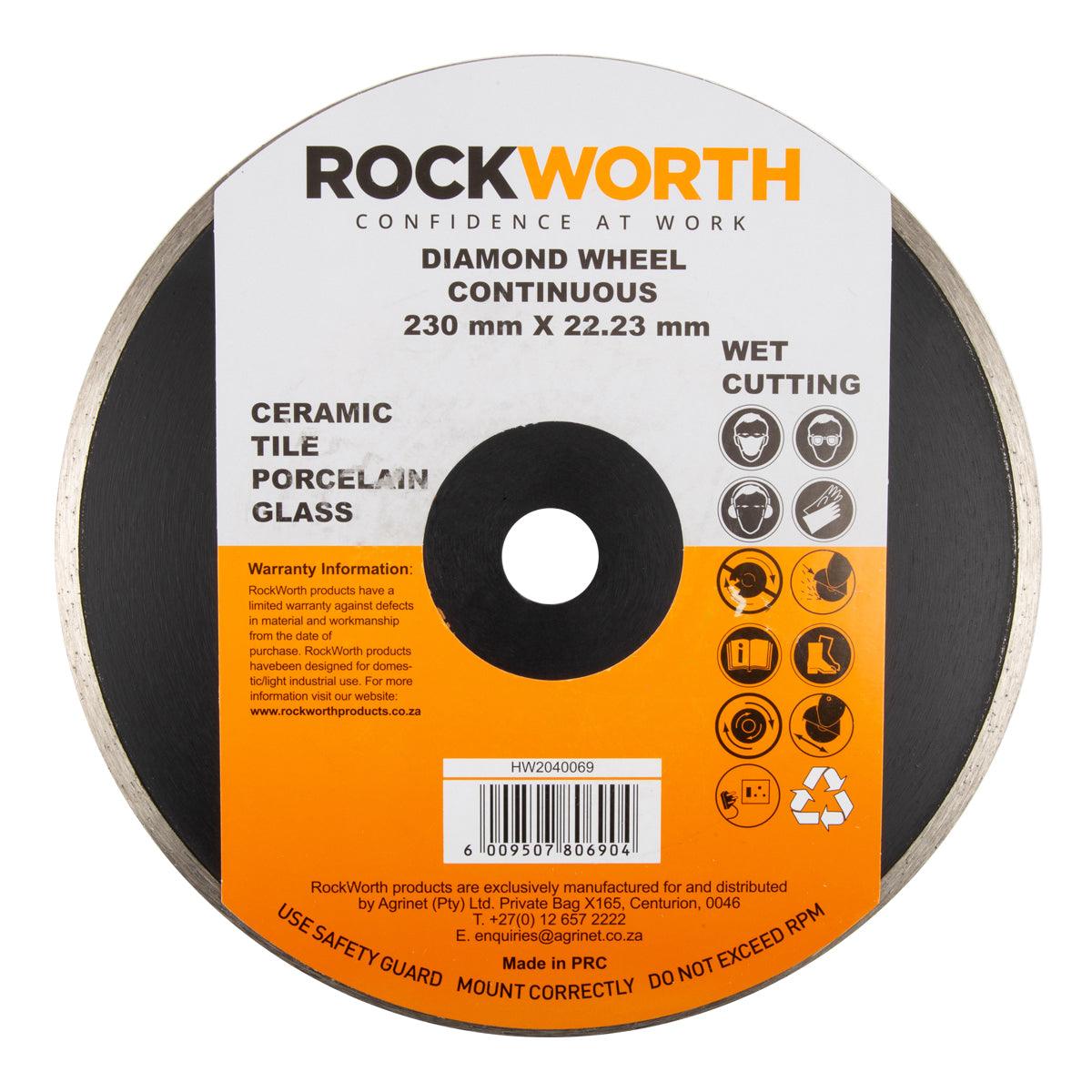 Rockworth Diamond Wheel 230 Mm Continuous Rim - Livestainable.co.za