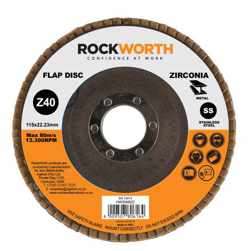 Rockworth Flap Disc 115 Mm Zirconia Oxide P40 - Livestainable.co.za