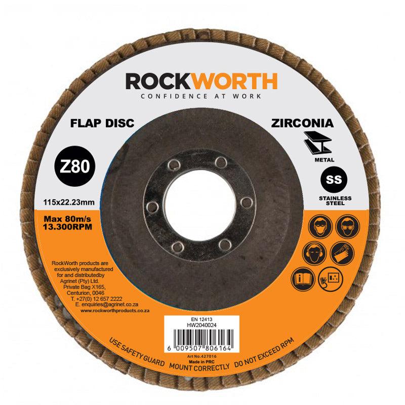 Rockworth Flap Disc 115 Mm Zirconia Oxide P80 - Livestainable.co.za