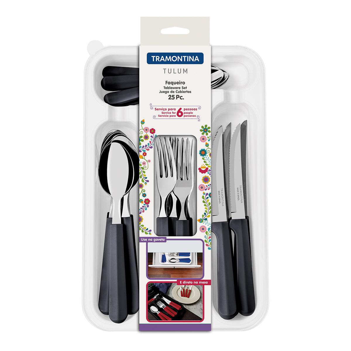 Tramontina Cutlery Tableware Set 25 Pc Black - Livestainable.co.za