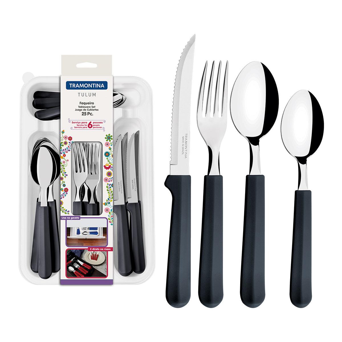 Tramontina Cutlery Tableware Set 25 Pc Black - Livestainable.co.za