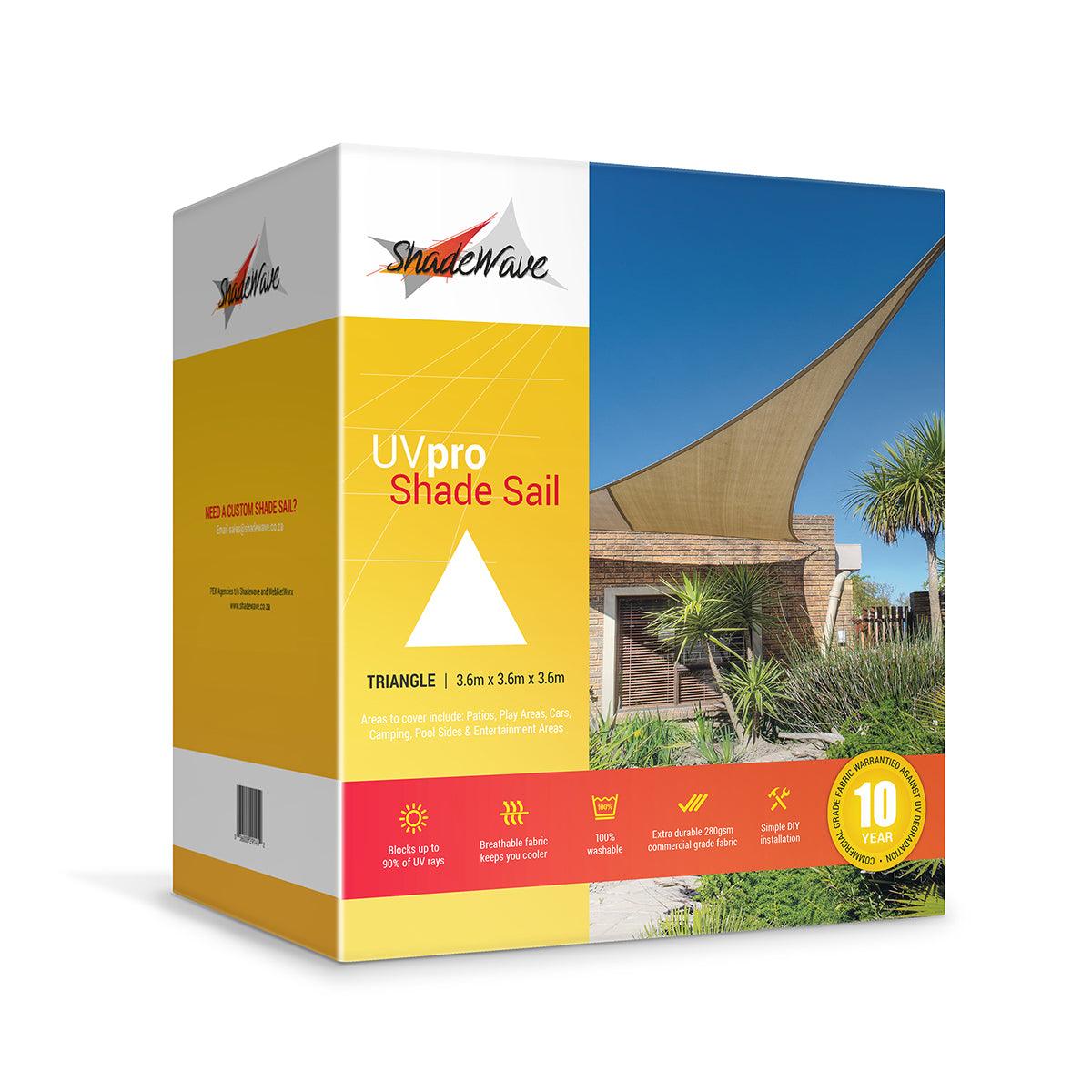 Shadewave Shade 3.6 X3.6 X3.6 M Sail Beige Triangle - Livestainable.co.za