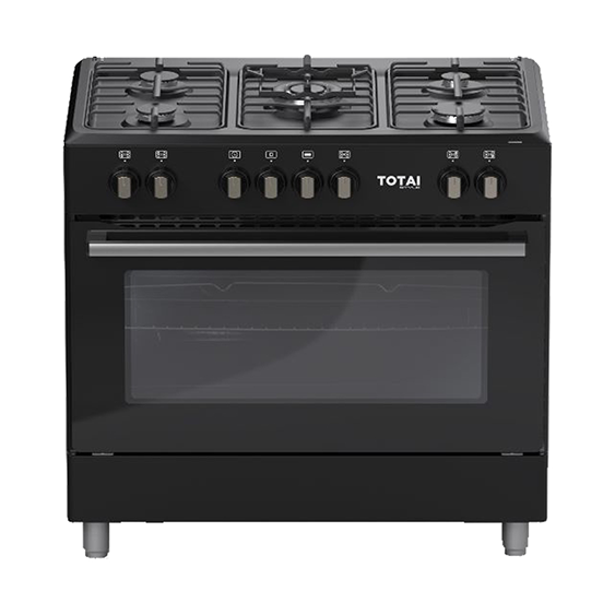 Totai Ts 90Cm 5 Burner Gas Stove With Electric Oven- Black