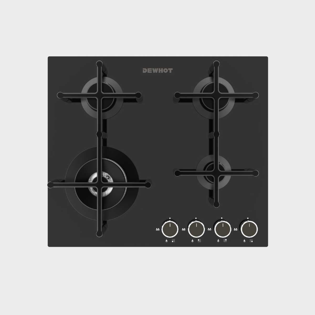 Dewhot 4 Burner Gas Hob <Span><Strong>Slimline Tempered Glass </Strong> </Span>60cm