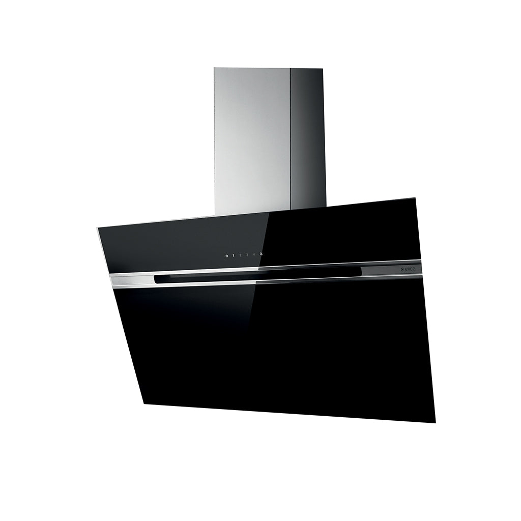Elica 90Cm Verticle Cooker Hood- Black Glass And Stainless Steel