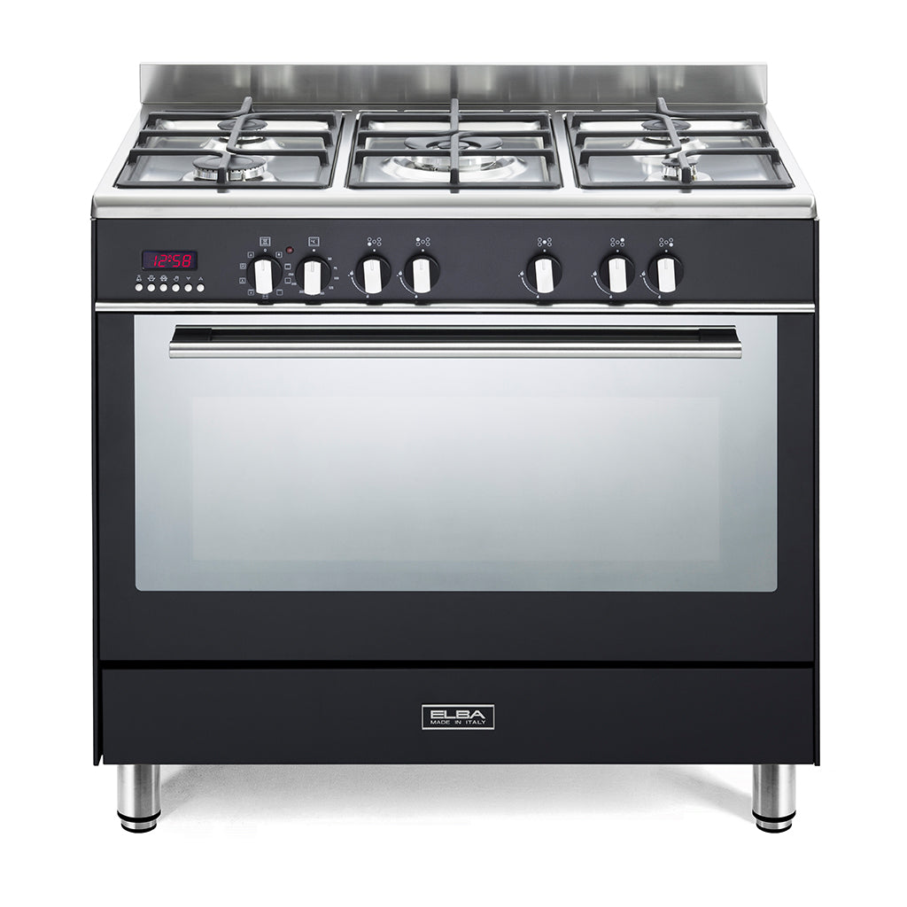 Elba Fusion 90Cm 5 Burner Gas Cooker With Electric Oven- Black