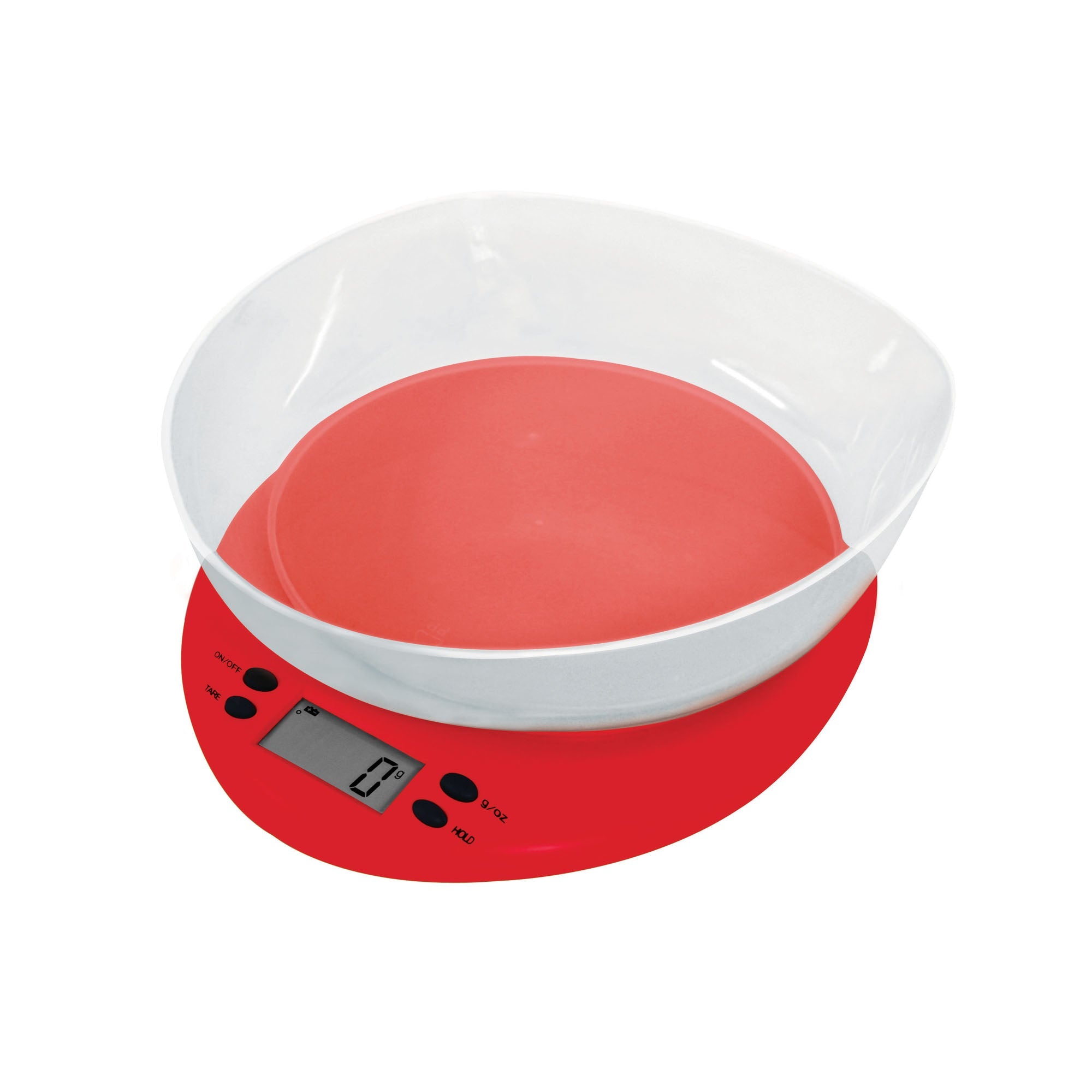 Kitchen Digital Scale Red With Clear Plastic Bowl