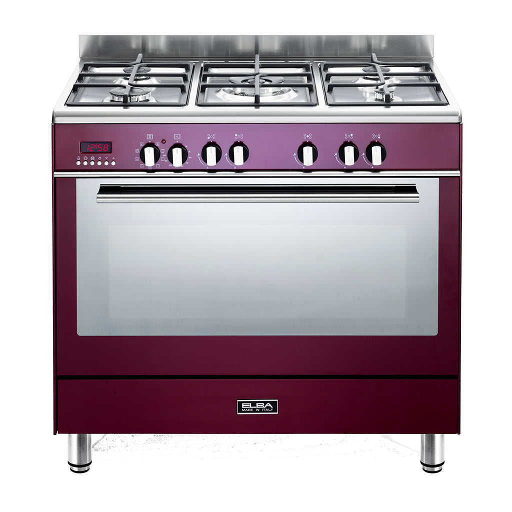 Elba Fusion 90Cm 5 Burner Gas Cooker With Electric Oven- Red
