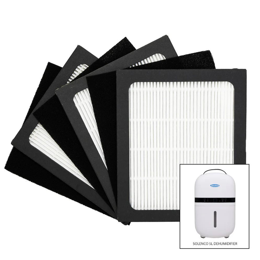 Solenco 5L Spare HEPA and Carbon Filters (Pack of 3)