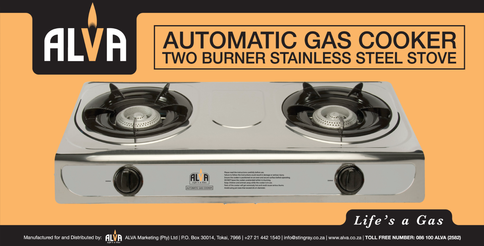 2 Burner Stainless Steel Gas Stove