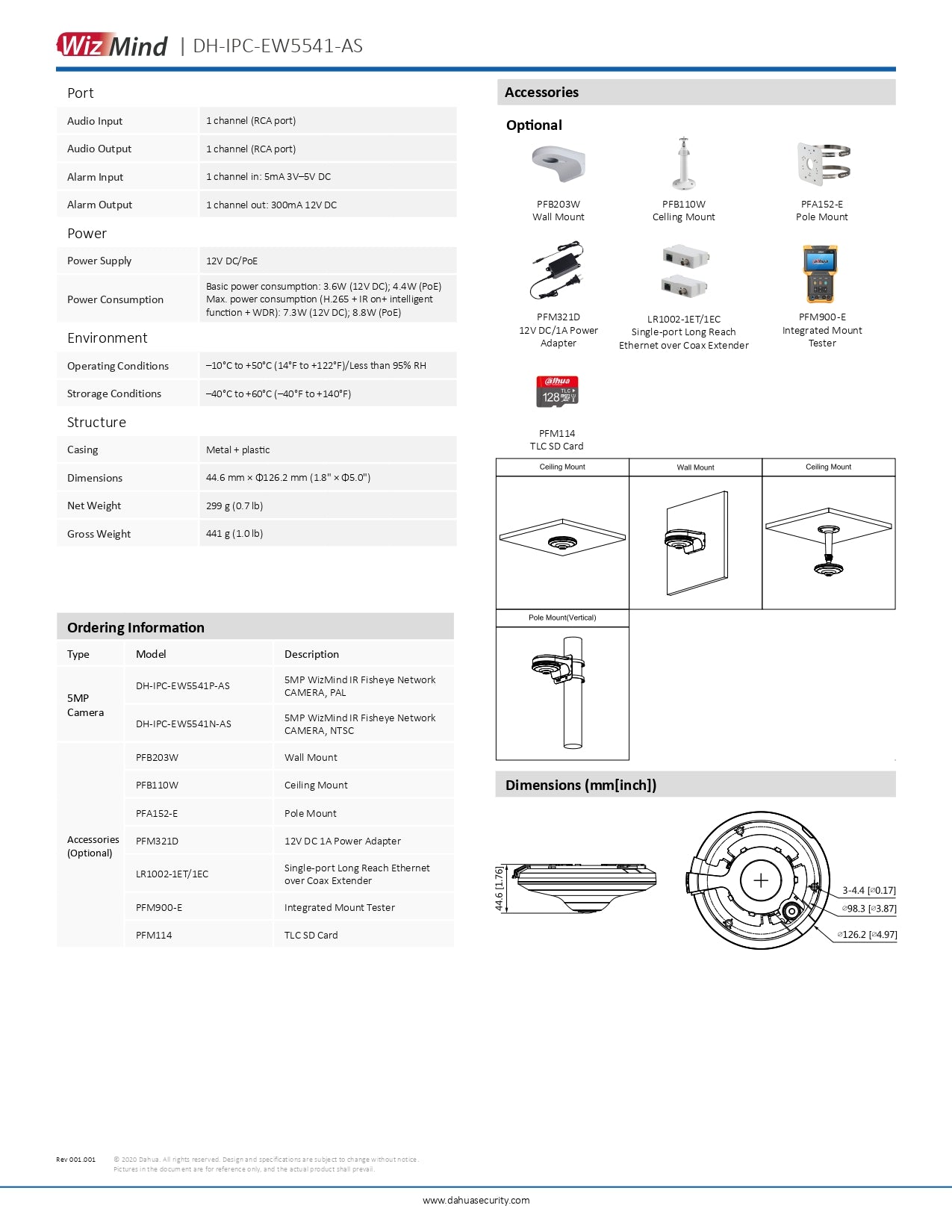 Dahua Dome 5MP Panoramic WDR AU SD Slot POE