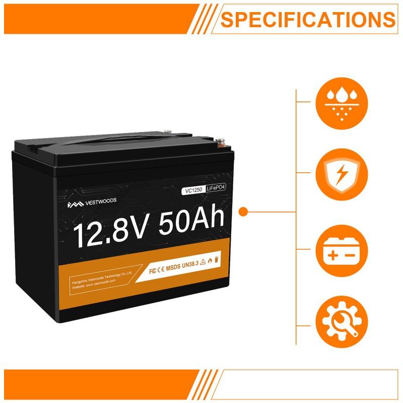 Vestwoods 12.8V 50Ah Lithium Battery With Bms - Livestainable.co.za