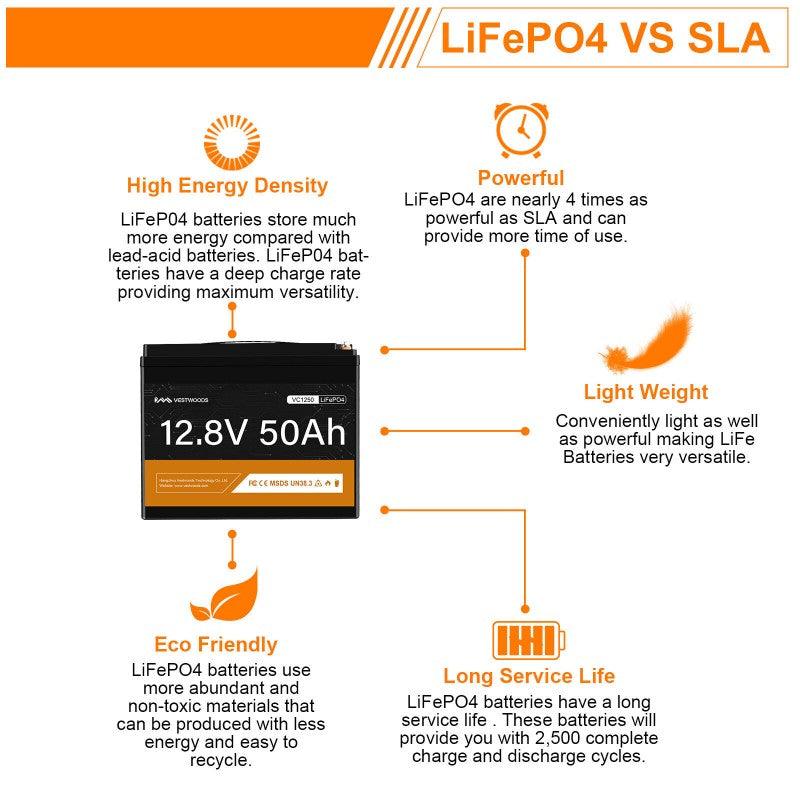 Vestwoods 12.8V 50Ah Lithium Battery With Bms - Livestainable.co.za