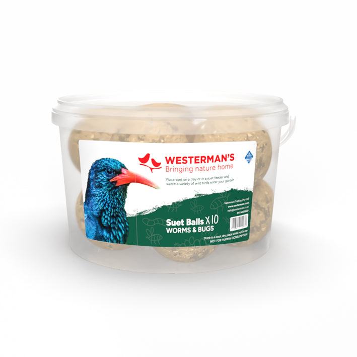 10 x Worms & Bugs Suet Snack Ball Tub
