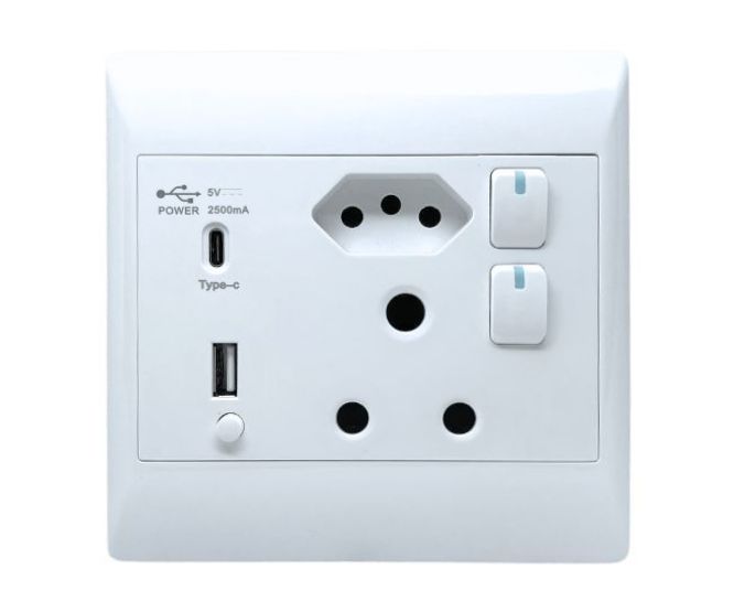 Wall Socket With Usb-A And Usb-C Chargers Sti-1079